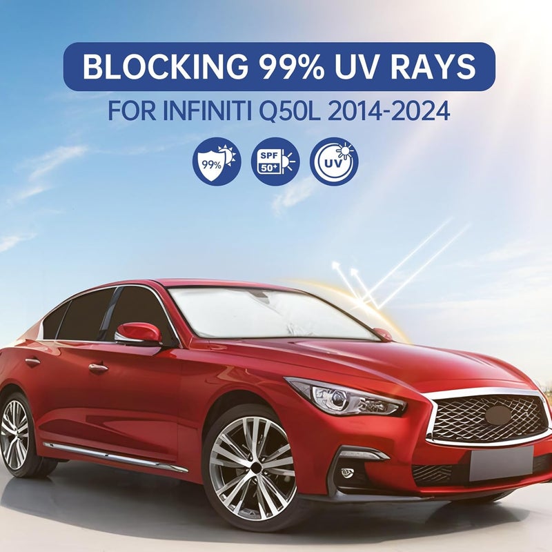 FSHAANY'S 8PCS Car Window Shades for Infiniti Q50L 2014-2024, Window Covers for Q50L Windshield Side Rear Windows, Full Set Privacy Protection Car Sunshade with UV Blocking for Camping Napping - Image 5